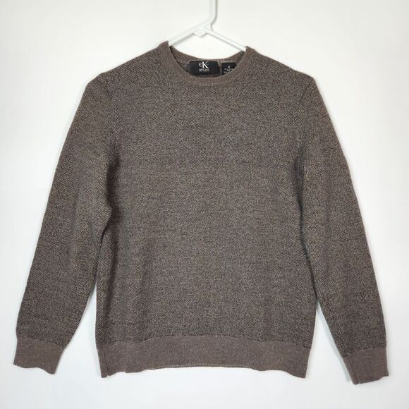 Calvin Klein Sweater Womens M Knit Merino Wool‎ Blend Dark Academia Classic Core - Picture 1 of 9